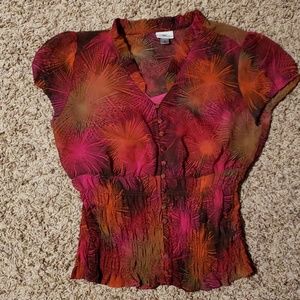 Pleated Multi-colored Blouse